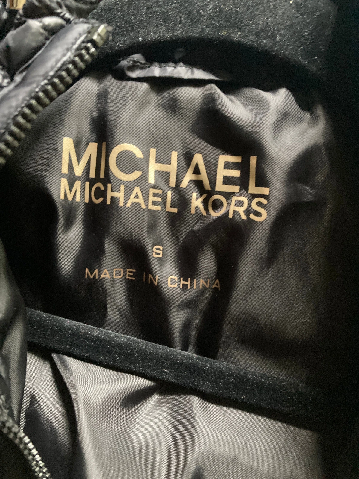 Giacca trapuntata media mista Michael Kors taglia S con cappuccio e maniche in neopreen