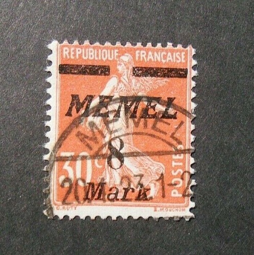 MEMEL Lithuania Klaipeda 1922 "Fr.di France SVR" 8 Mark on 30c used Mic.112