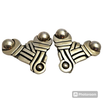 Masterly Miguel Melendez TAXCO mexico ''Maguey'' Sterling Silver Clip Earrings 