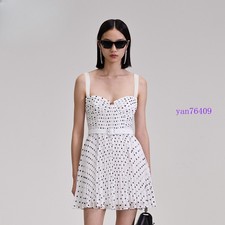 Self-Portrait Summer White Slim Fit Sweet Sleeveless High Waist Wrap Dress