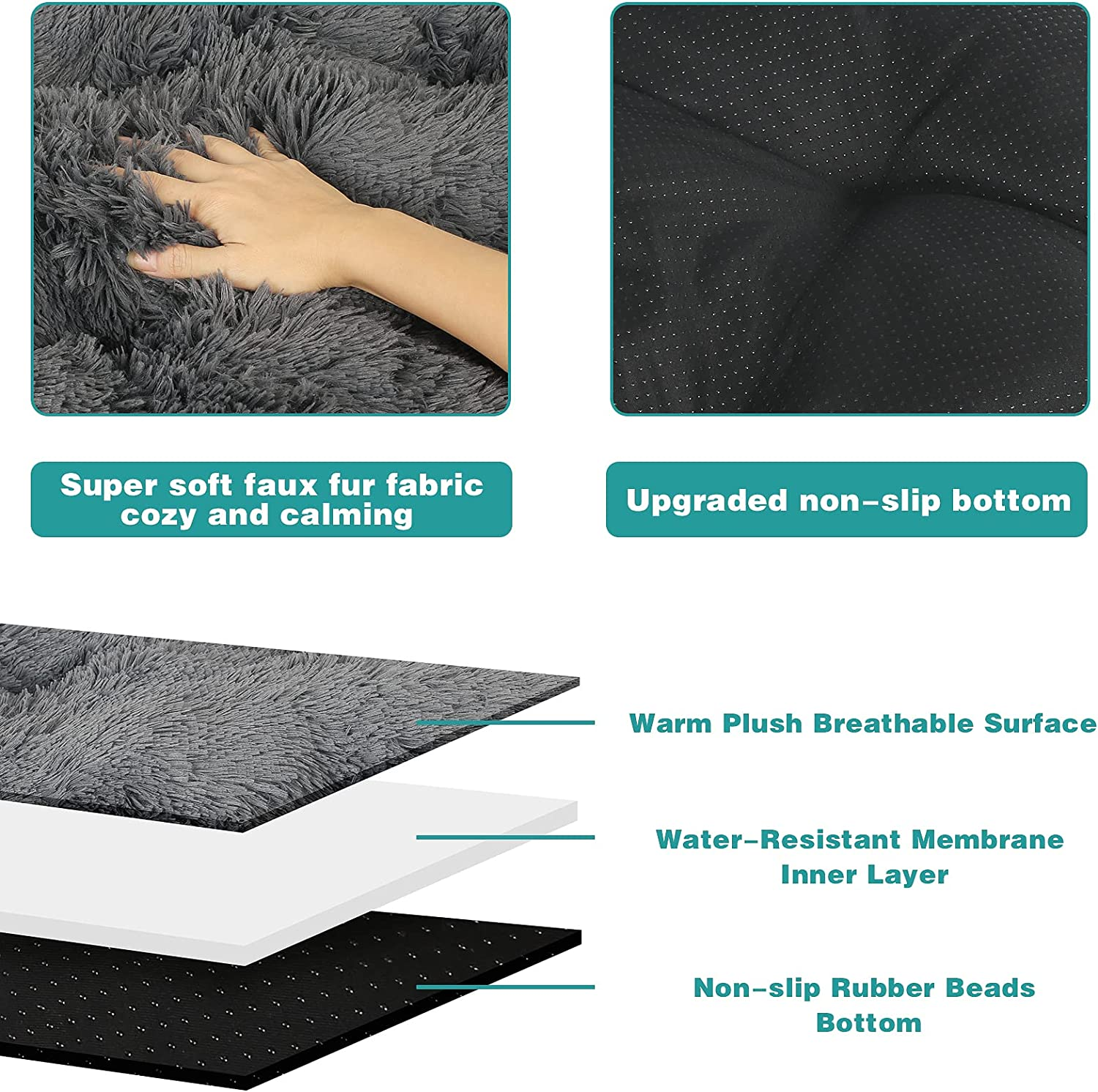 Dog Bed,Dog Mat Crate Pad,Dog Beds for Large Dogs, Plush Soft Pet Beds