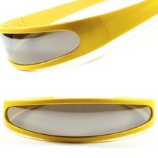 Space Alien Robot Costume Party Cyclops Mirrored Futuristic Yellow Sun Glasses