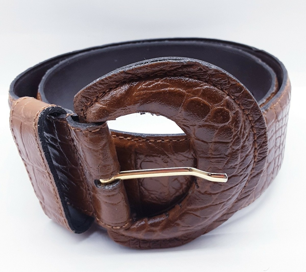 Size XS/S/M? Vintage Milos Womens Belt Leather Made Italy Brown Copper Skinny Milos Leather Belt - Etsy main image 2