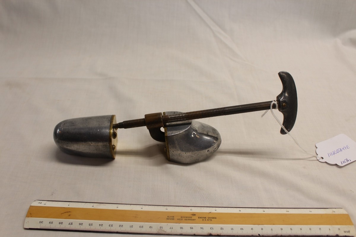 Antique Brass Metal Adjustable Shoe Stretcher Twist Handle Vintage Full  Body