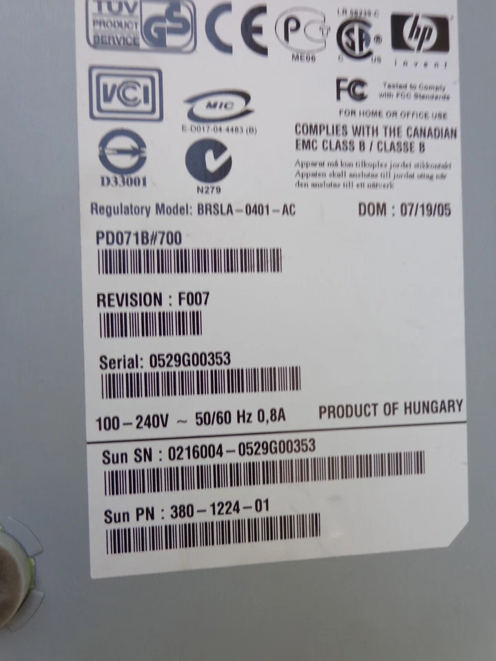 Sun 380-1224-01 800GB Ultrium LTO-3 SCSI LVD External PD071B#700 - Image 4 of 4