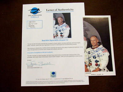 BUZZ ALDRIN LUNAR MODULE PILOT APOLLO X1 ASTRONAUT SIGNED AUTO CUT LITHO ZARELLI