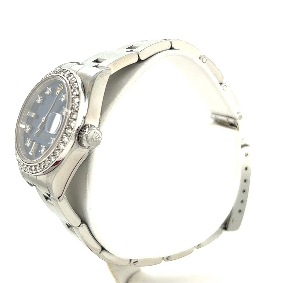 Женские часы Rolex из нержавеющей стали бывшие в употреблении с бриллиантовым ободком - Изображение 3 из 4