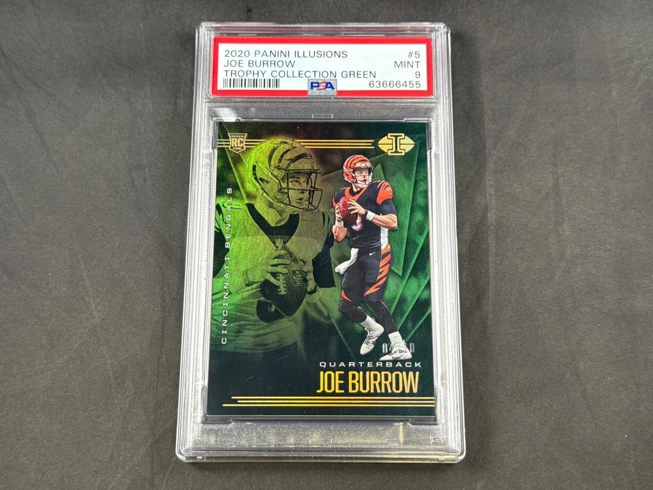 Joe Burrow Panini Illusions #5 Trophy Collection Green