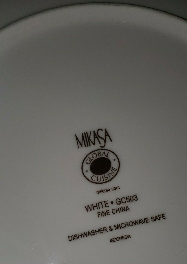 Mikasa WHITE GLOBAL CUISINE GC503 1 DINNER PLATE & 1 PASTA BOWL SET OF