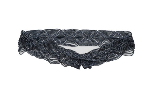Women Navy Blue Color Beads Bling Waistband Wrap Around Tie Geometric Belt M L - Picture 9 of 23