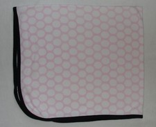 Just One You White Baby Blanket Pink Polka Dot Circles Blue Trim Carters