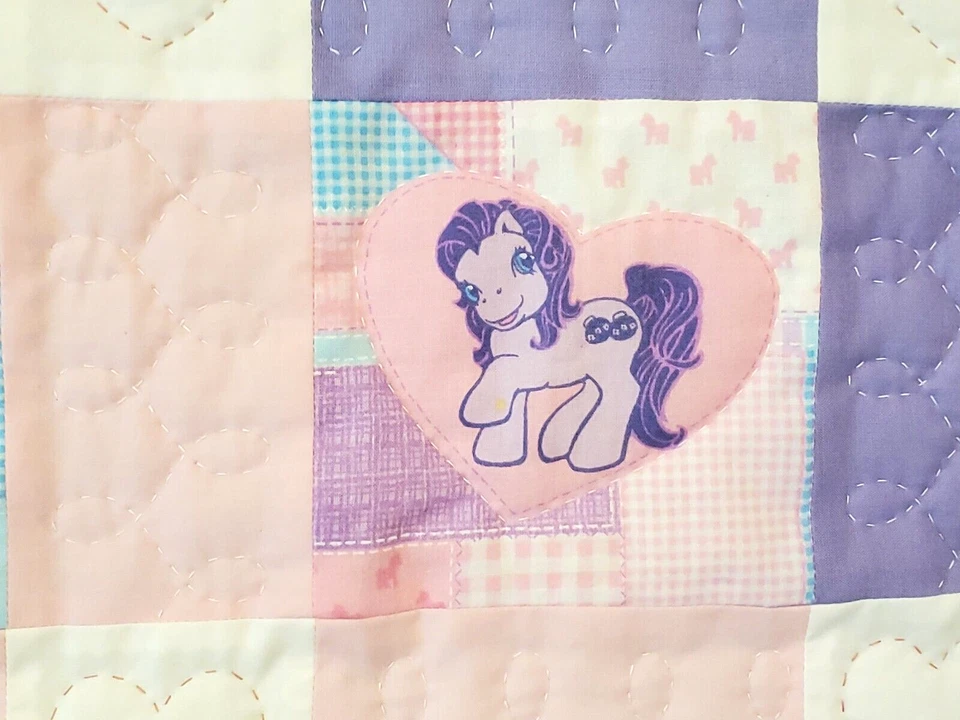 Nuevo Edredón de Retazos Diseño "My Little Pony" Hecho a Mano y Acolchado a Mano para Bebé Niña Foto 4 de 4