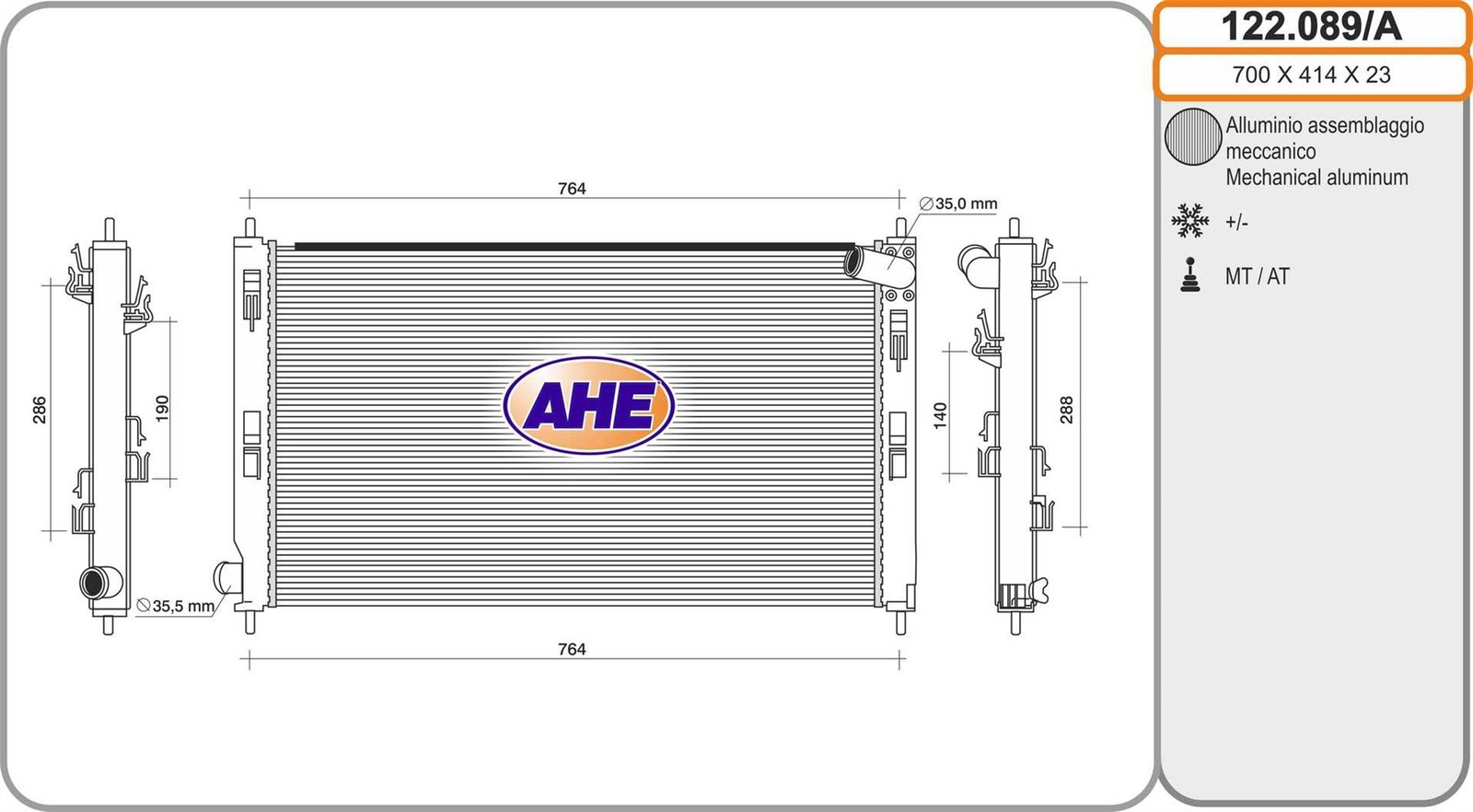 Radiateur Peugeot 4007 haute durabilité en aluminium pour Citroën C-Crosser 2.2