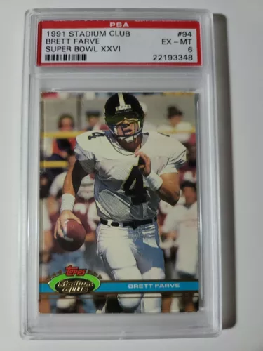 BRETT FAVRE 1991 STADIUM CLUB SUPER BOWL XXVI SP ROOKIE PSA 6 SUPER RARE!!!