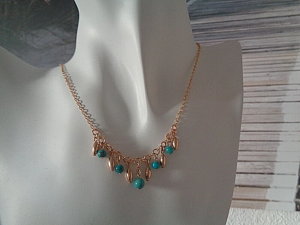 Halskette Gold Türkis Türkiskette 14K Gold Filled Bettelkette - Bild 4 von 4