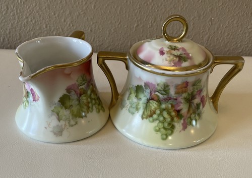 Sugar Bowl & Creamer w Lid Vintage Imperial PsL La France Austria Hand Painted - Picture 12 of 12
