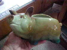 Vintage Brownish-Greenish Pig Shaped Planter