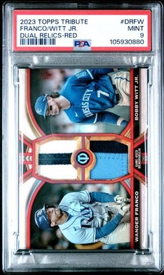 2023 Topps Tribute Dual Relic Bobby Witt Jr/ Wander Franco Red 7/10 PSA 9 Pop 1