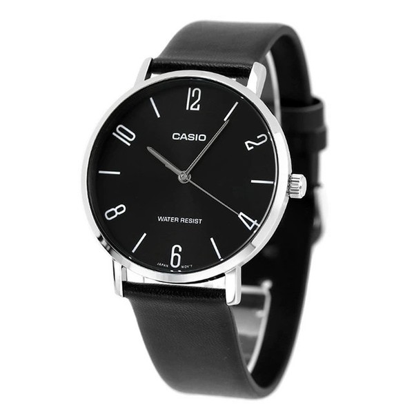 Casio Classic MTP-VT01L-1B2DF Analog Schwarzes Zifferblatt Leder Herren R8011...-image