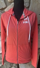 Victoria"s Secret LOVE PINK Hoodie XS Pink White Dog Logo Full Zip NEW