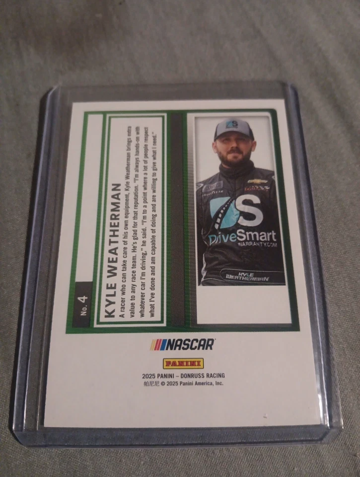 2025 Panini Donruss Nascar - Kyle Weatherman #4 Lime Green /199 - Image 3 of 3