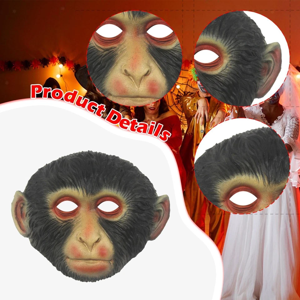 Monkey Animal Mask Pretend Toy Realistic Face Cover for Birthday Festival Role - Image 2 of 4