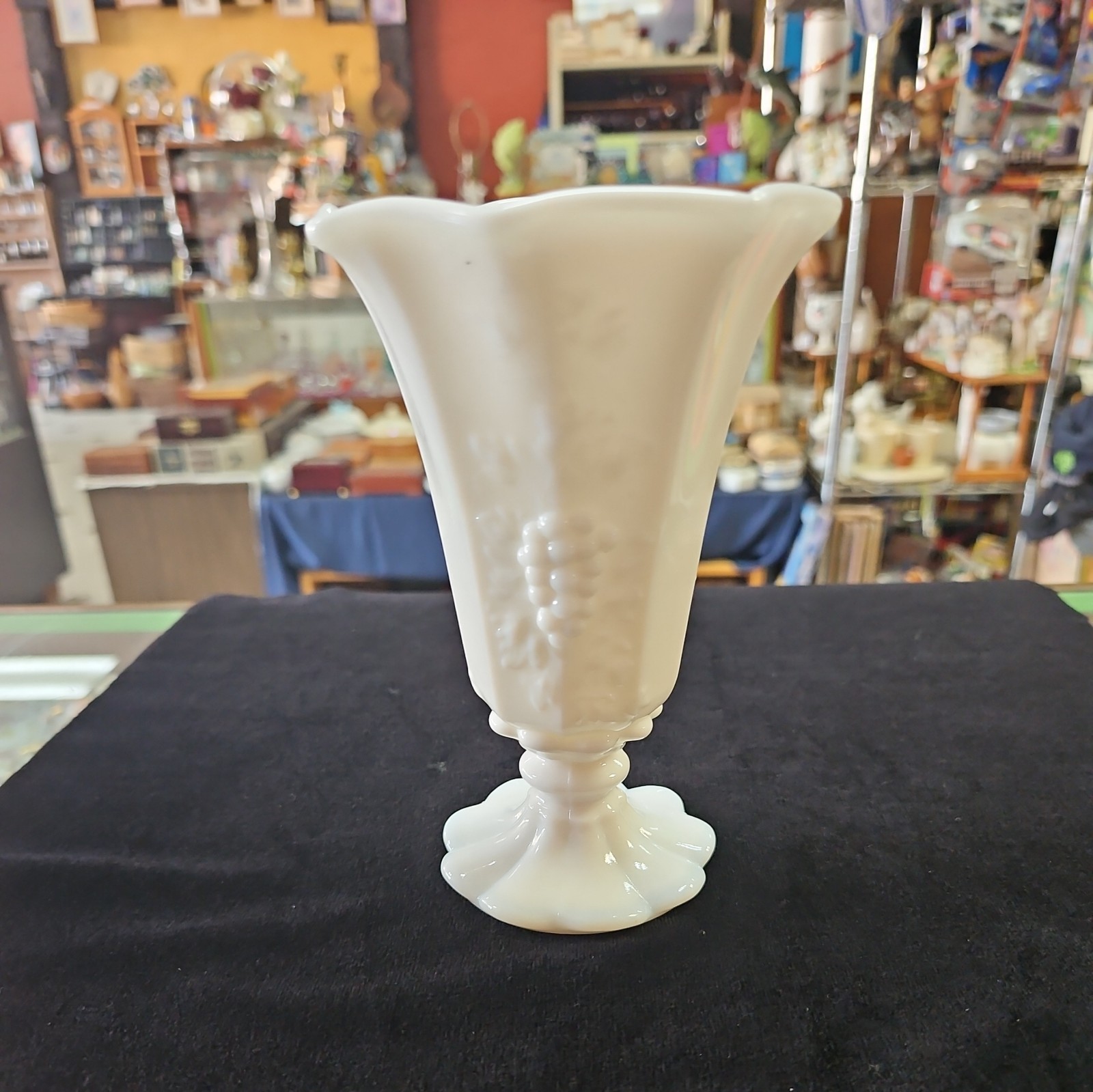 Vintage Westmoreland White Milk Glass Grape Spooner Vase - 6 Inches Tall