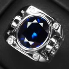 Glittering Midnight Blue Sapphire 5.60Ct 925 Sterling Silver White Gold Rings