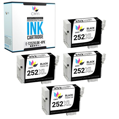 4-Pack CMYi Replacement 252 XL Ink Cartridge for Epson Workforce WF-7610 WF-7620