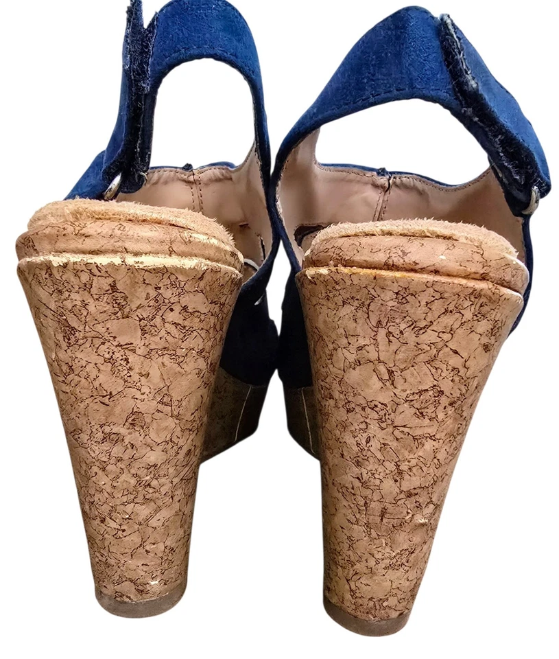 Sandalia de cuña Cushion Walk Avon para mujer 7 azul imitación gamuza Foto 3 de 4