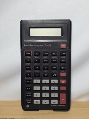 Texas Instruments BA-35 Business Analyst 1989, Box,Manual,Cover Working