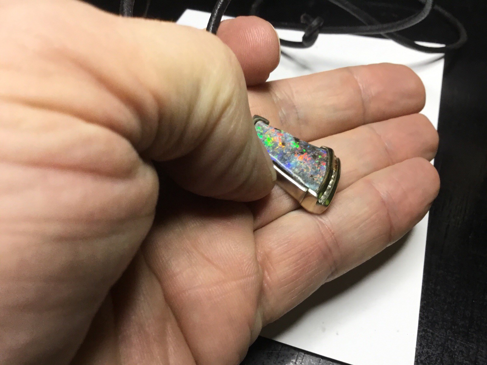 Authentic Large Custom Made Boulder Opal/diamonds… - image 3
