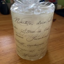 Kerze Lampionkerze groß  “Wunderweiße Nächte” Rainer Maria Rilke