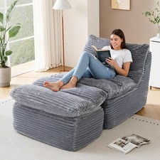 COLAMY Bean Bag Chair with Ottoman, No-Assembly-Required Lazy Floor Sofa Bed, Co