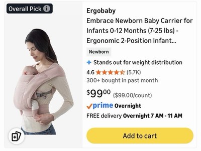 Ergobaby Embrace Cozy Knit Newborn Carrier for Babies - Blush Pink