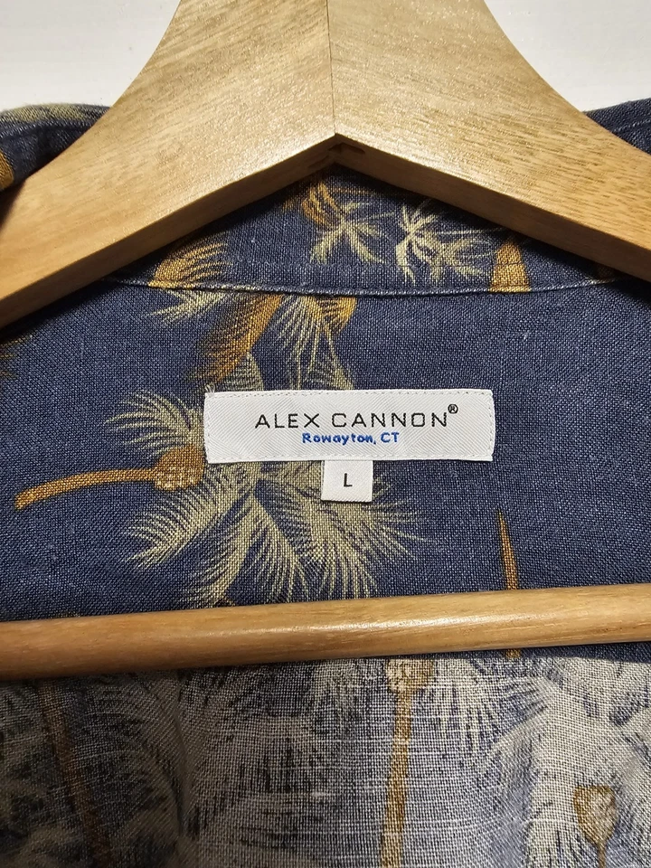 Camisa masculina Alex Cannon L havaiana manga curta tropical com botões - Imagem 2 de 3