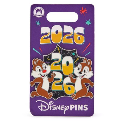 Disney Chip 'n Dale Pin ''2026'' Logo as Glittering Graphic Fireworks Explode Pin