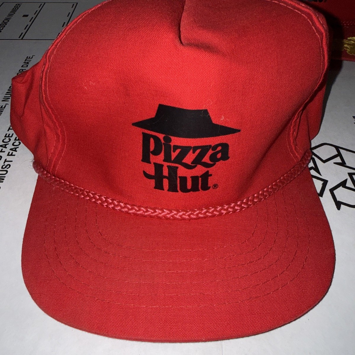 Vintage Pizza Hut Hat Lot Safe Driver Cap Snap Back One Size Red