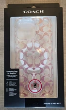 Coach Protective Case with Magsafe For iPhone 15 Pro Max Clear Glitter Pink NIP