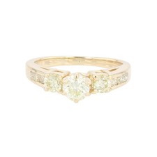 .90ctw Round Diamond Solitaire w/ Accents Engagement Ring 14k Yellow Gold Size 6