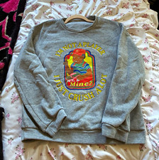 Men's Gray Crewneck Pullover Sweatshirt L Graphic Print Fleece Cotton