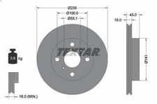 1X Brake disc TEXTAR 92103603 TOYOTA YARIS (_P1_) 1 1999-2005