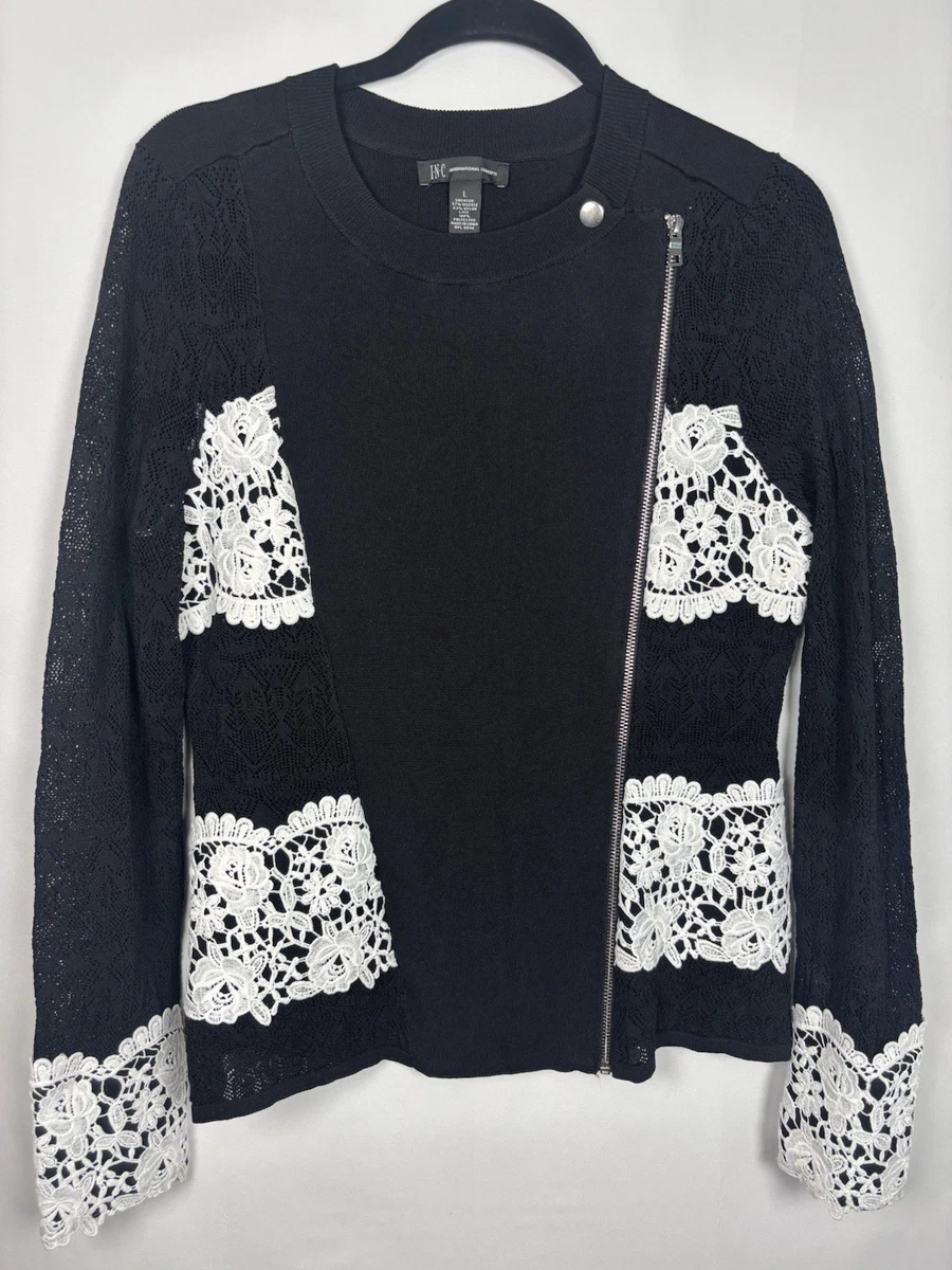 Cardigan Pull Femme INC International Concepts – Noir – Taille L – Fausse Fourrure Moléculaire