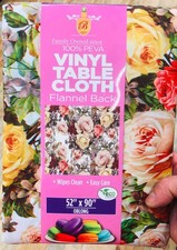 Vinyl Flannel Back Tablecloth,52"x90"Oblong, FLOWERS, BEAUTIFUL ROSES 3, Broder