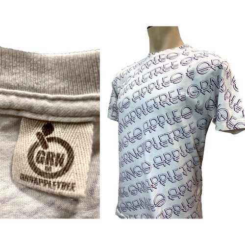 Vintage Y2K GRN APPLE Spellout T shirt | White Purple | Mens M - Picture 2 of 8