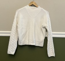 GB Girls Ribbed Knit Turtleneck White Mock Neck Size XL Long Sleeves Soft Cable