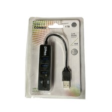 USB 2.0 Combo Hub 3-Port  SD TF Card Reader 2-in-1 480Mbps Black New