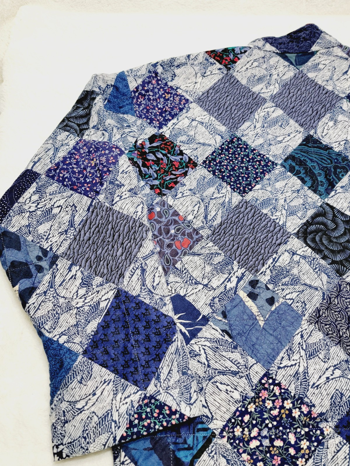 Vintage Patchwork Quilt Jacket Coat Handmade Open… - image 15