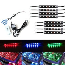 8pcs Rgb Multi-color Led Engine Bay Or Under Car Lighting Kit W Wireless Remote