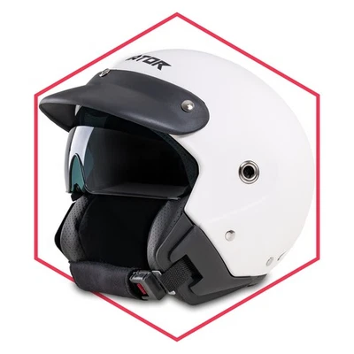 Jethelm Mit Sonnenblende Weiß Motorrad Roller Moped Quad Helm S M L XL XXL - Bild 1 von 4